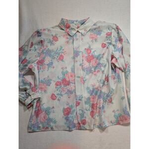 Vintage‎ Fashion lady floral long sleeve button own shirt size 44
